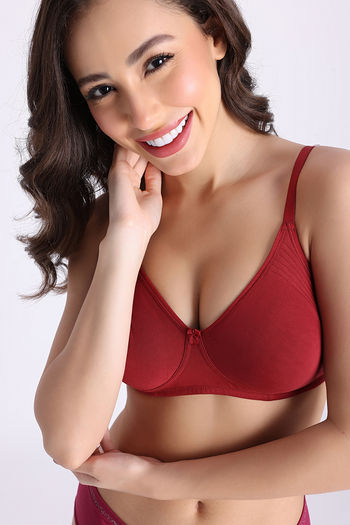 Buy Zivame Basics Double Layered Non Wired 3/4th Coverage Sag Lift Bra - Sundried Tomato